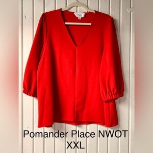 Pomander Place Red V-Neck Top